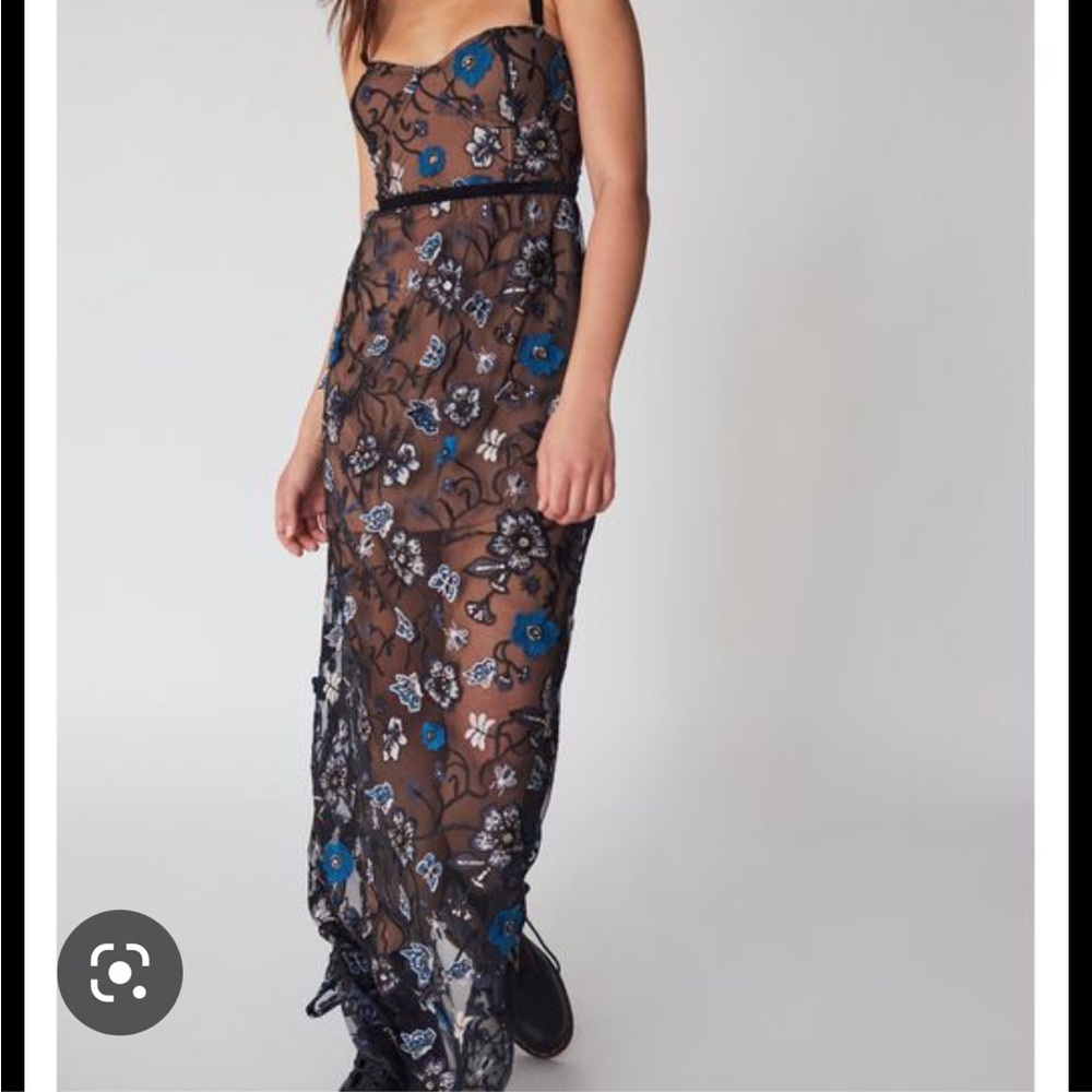 For Love And Lemons Black and Blue Floral Maxi Dress - Picture 3 of 13